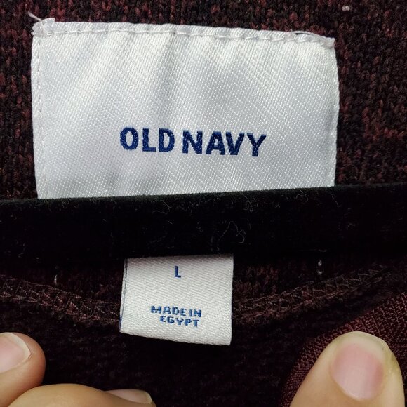 Old Navy Sweater Men Size L Burgundy Red Sweater Fleece Quarter Zip Pullover - Picture 2 of 9